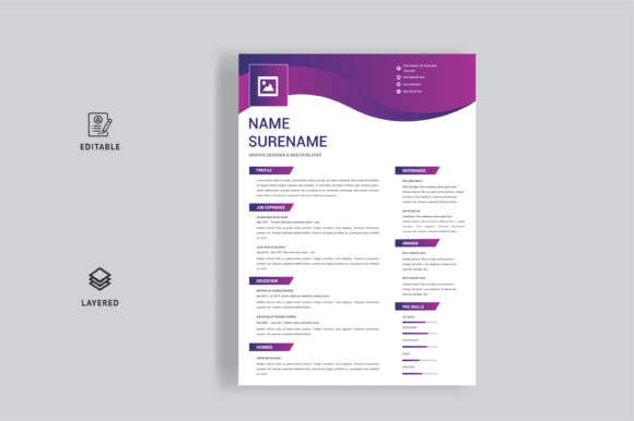 Download Resume CV with Gradient Color - Premium Resources